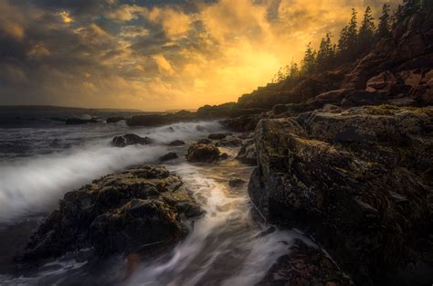 Earths Breathtaking Views: Sunset along Maine's rocky coast, somewhere ...