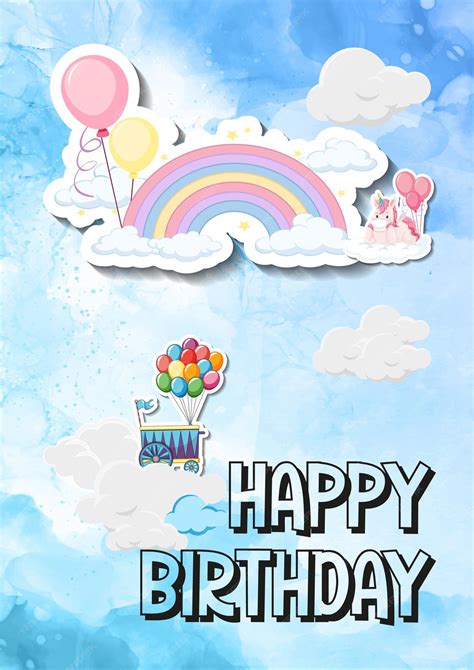 Premium Vector | Happy Birthday, Card Kids sticker-type illustrator.