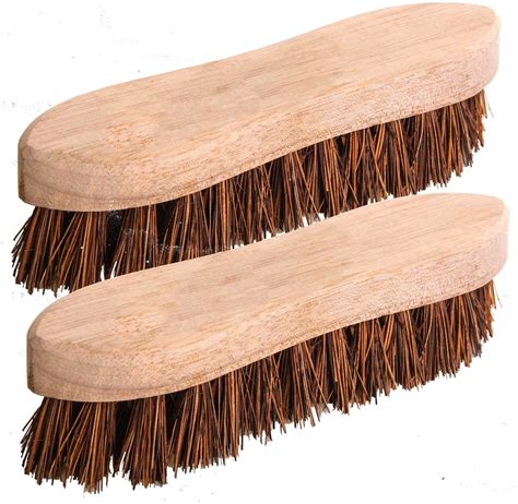 2 x Traditional Floor Scrubbing Brushes Hard Bristle 8" (200mm) Wooden ...