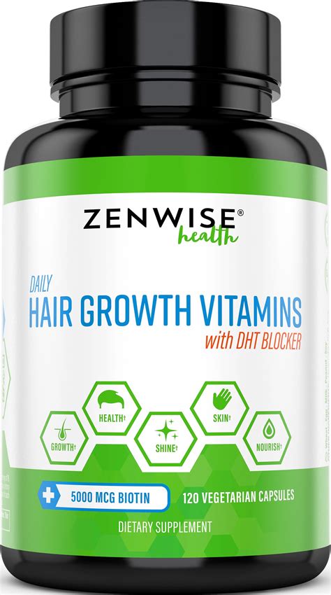 Zenwise Health, Hair Growth Vitamins Supplement - 5000 mcg Biotin & DHT ...