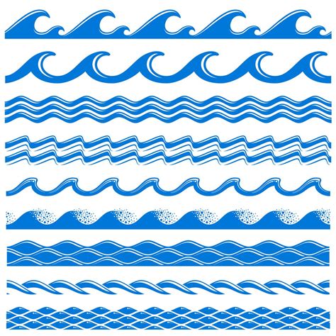 Sea water waves vector seamless borders set By Microvector ...