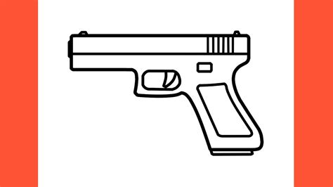 How to draw a PISTOL easy / drawing glock 17 gun step by step - YouTube