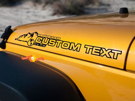 Product: PAIR Jeep Decal Custom Text WRANGLER Hood Decal rubicon sahara ...