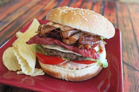 Pastrami Burgers with Killer Burger Sauce - Jamie Cooks It Up