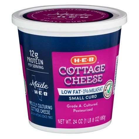 H-E-B Low Fat 1% Milkfat Small Curd Cottage Cheese - Shop Cottage ...