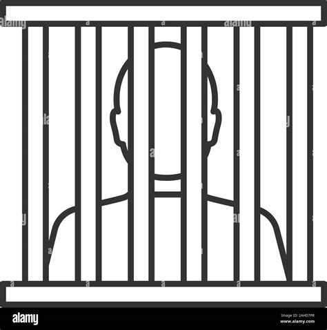 Prisoner linear icon. Thin line illustration. Jail, prison. Contour ...