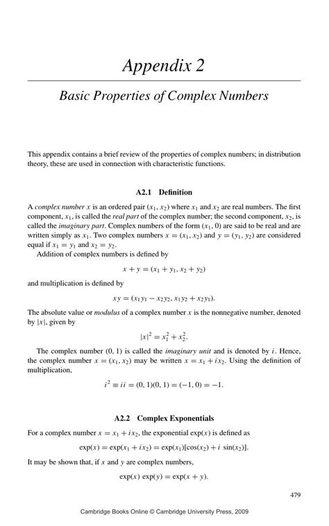 Basic Properties of Complex Numbers (Appendix 2) - Elements of ...