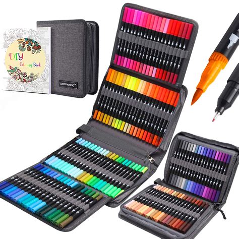 120 Colors Dual Tip Brush Pens Fineliners Art Markers, Watercolor ...