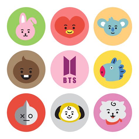 Icon Set bt21 Character. A cute face cartoon. Suitable for smartphone ...