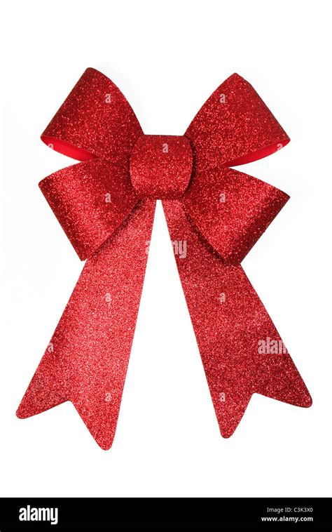 Fancy red bow on white background Stock Photo - Alamy