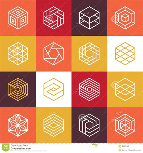 Vector linear hexagon logos and design elements | Hexagon logo ...