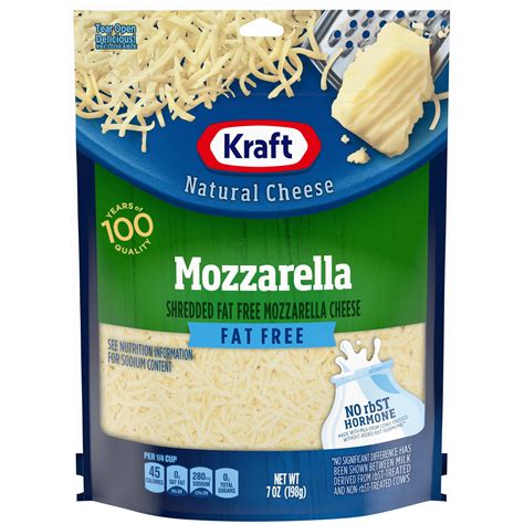 Kraft Mozzarella Fat Free Shredded Cheese, 7 oz Bag - Walmart.com