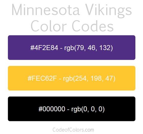 Minnesota Vikings Colors - Hex and RGB Color Codes