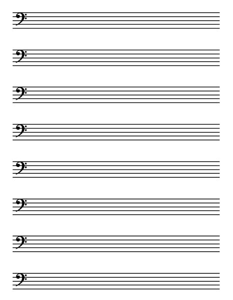 Printable Full-Page Bass Clef Staff Paper | Music worksheets, Music ...