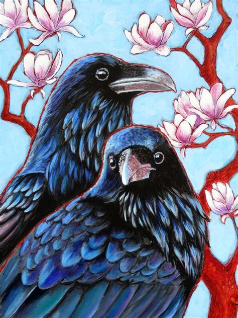 Original 18"x24" Raven Painting - Acrylic on Canvas - "Ravens and ...