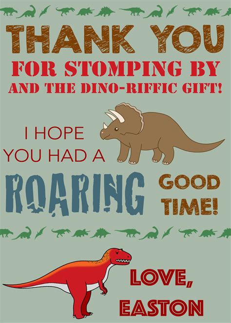 Dinosaur Thank You Cards Free Printable - Printable Form, Templates and ...