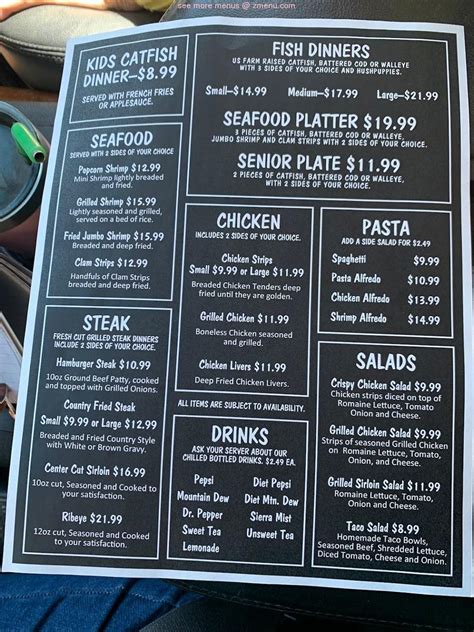 Menu at Fish Shack restaurant, West Plains