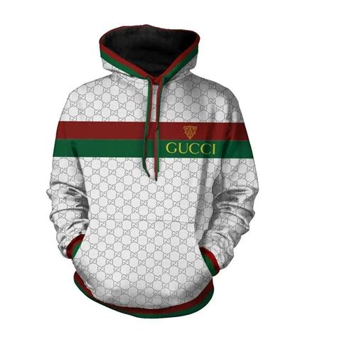 Gucci Stripe White Unisex Hoodie, Gucci Logo Hoodie For Men Women - Luzgear