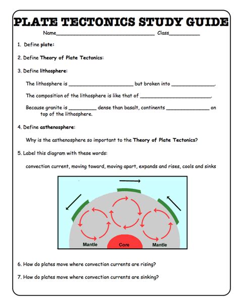 Plate Tectonics Activity Worksheet