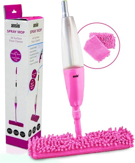 ANSIO Spray Mop, Microfibre Floor Mop with Reusable Microfiber Pad ...