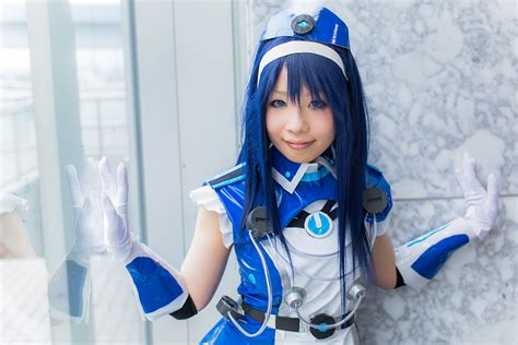 blue eyes blue hair cosplay dress elbow gloves futaba aoi (vividred ...