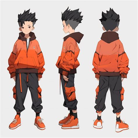 Premium Photo | Trendy Anime Boy Character Turnaround Concept Art Sheet ...