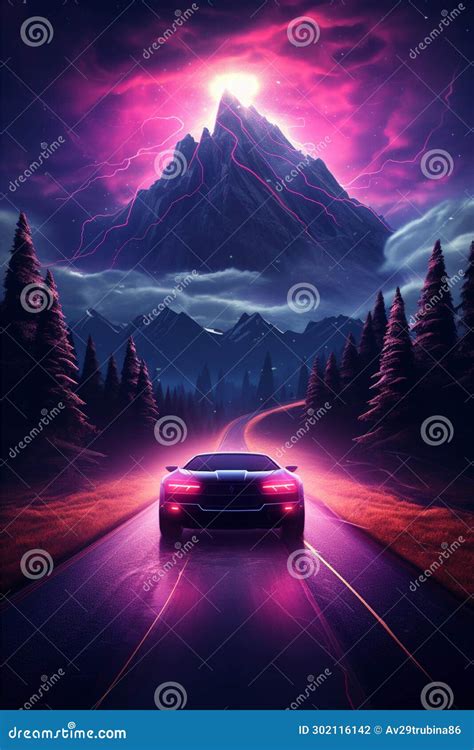 Car Night Highway Riding Route Stock Illustration - Illustration of ...