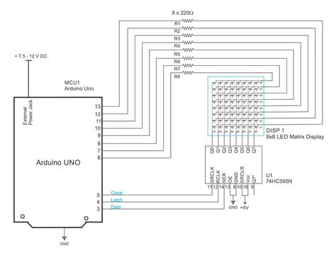 Interfacing 8x8 LED Matrix with Arduino- Circuit Diagram - Code