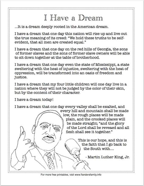 Free printable: Martin Luther King, Jr.'s "I Have a Dream" Speech (exce ...