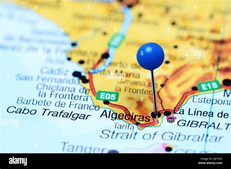 Algeciras pinned on a map of Spain Stock Photo - Alamy