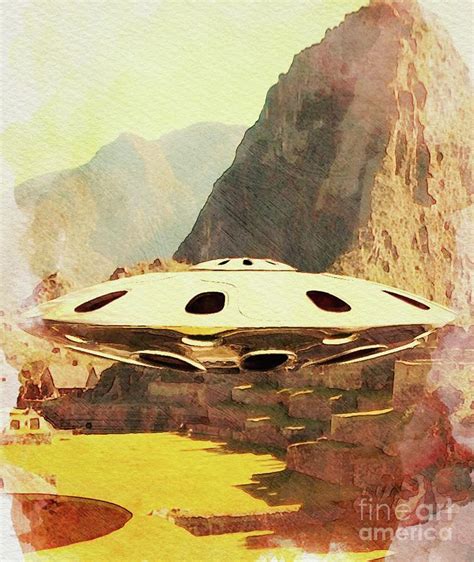 Flying Saucer - Machu Picchu Painting by Esoterica Art Agency - Pixels