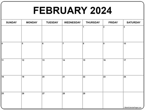 Blank Calendar For February 2024 Printable - Vanna Jannelle