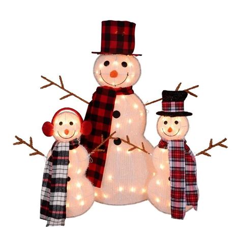 Northlight Set of 3 Lighted Tinsel Snowman Family Christmas Outdoor ...