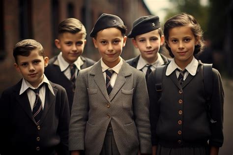 Premium AI Image | a group of school children wearing uniforms with the ...