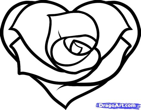 How to Draw a Heart Rose, Rose Heart, Step by Step, Flowers, Pop ...