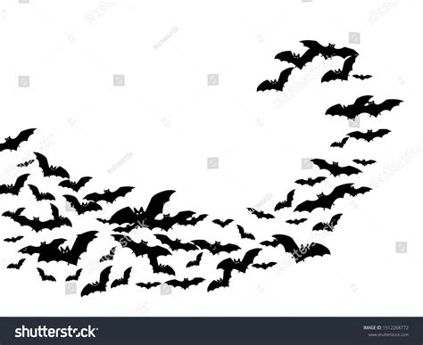 Intimidating Black Bats Swarm Isolated On Stock Vector (Royalty Free ...