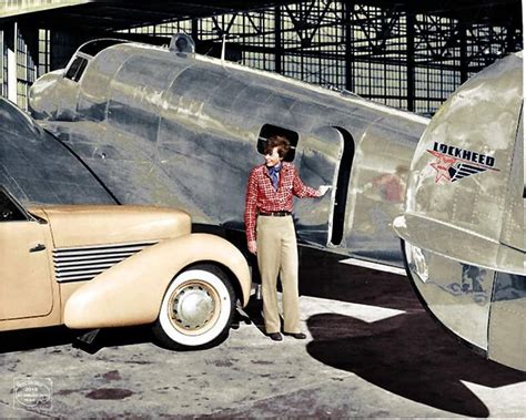 Amelia Earhart with her (1936) 810 Cord and her Lockeed 10E Electra ...