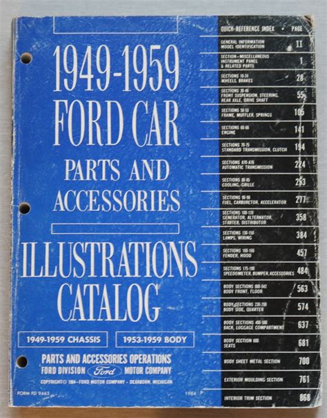 Ford Car Parts and Accessories 1949-1959 Illustrations Katalog - US Car ...