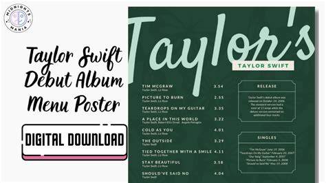 Taylor Swift Debut Album Menu | Track Listing with Lengths | Taylor's ...