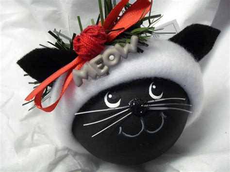 Black Cat Christmas Ornaments Blue Let It Snow Sign Fabric Hat Townsend ...