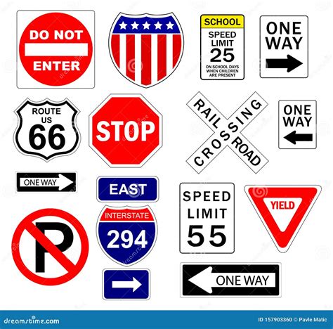 USA Road Traffic Signs Symbols Stock Vector - Illustration of route ...