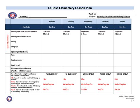 Lesson Activities For Elementary