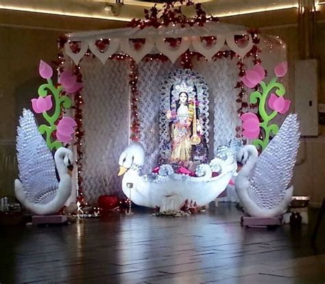 Saraswati Puja Decoration - Saraswati Pooja | Panda decorations ...