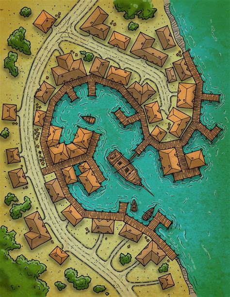 Port town | Fantasy city map, Fantasy map making, Dungeon maps