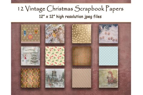 Vintage Christmas Rustic Scrapbook Paper Graphic by DigitalPrintableMe ...