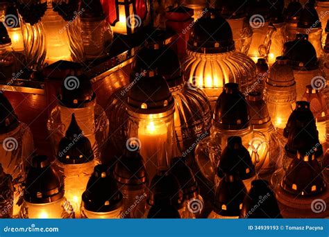 Candles for All Souls Day stock image. Image of flame - 34939193