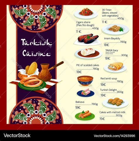 Menu template turkish cuisine restaurant Vector Image