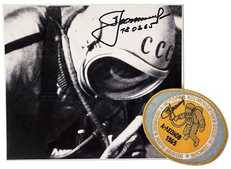 Lot Detail - Alexei Leonov Signed Photo and Mission Patch From Voskhod ...