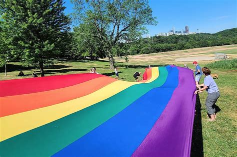 Giant rainbow flag unfurled in Toronto park for Pride