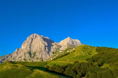 An overview that captures the mountain chain Gran Sasso located in the ...